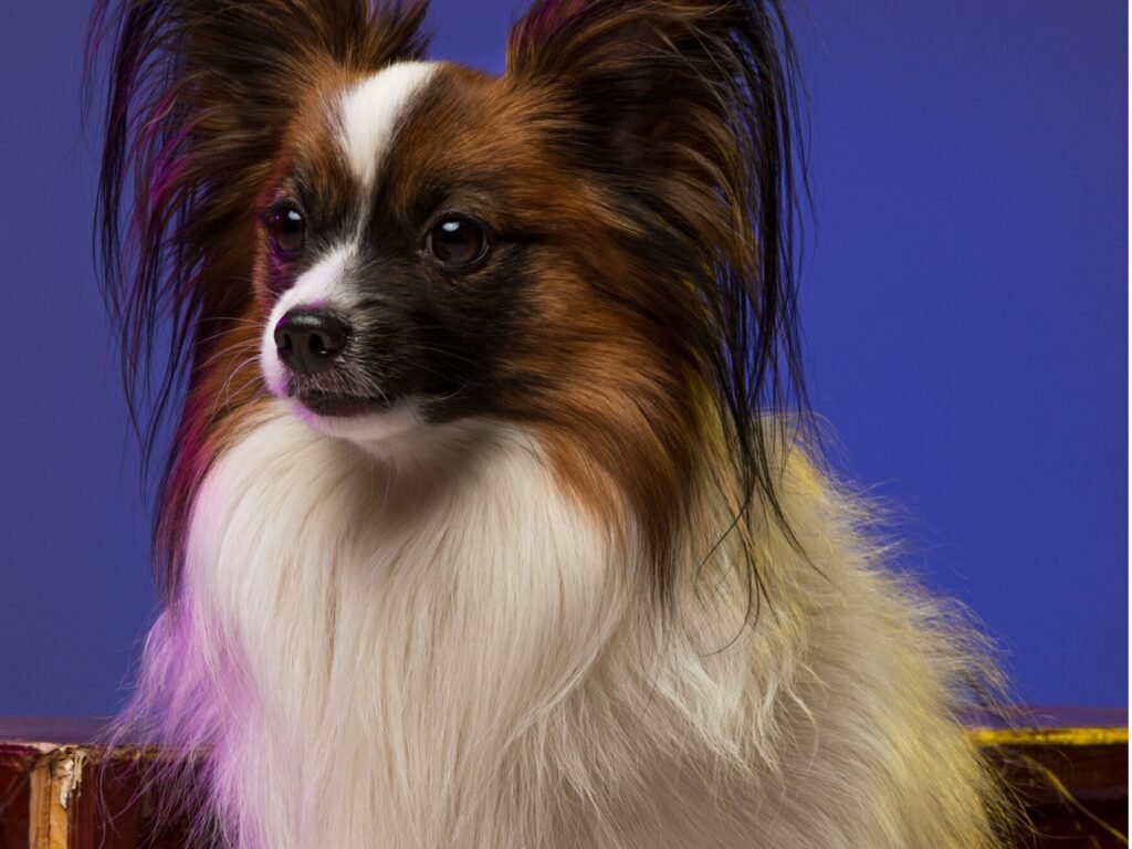 A dog comfortably seated on a suitcase, exuding a sense of adventure and companionship.